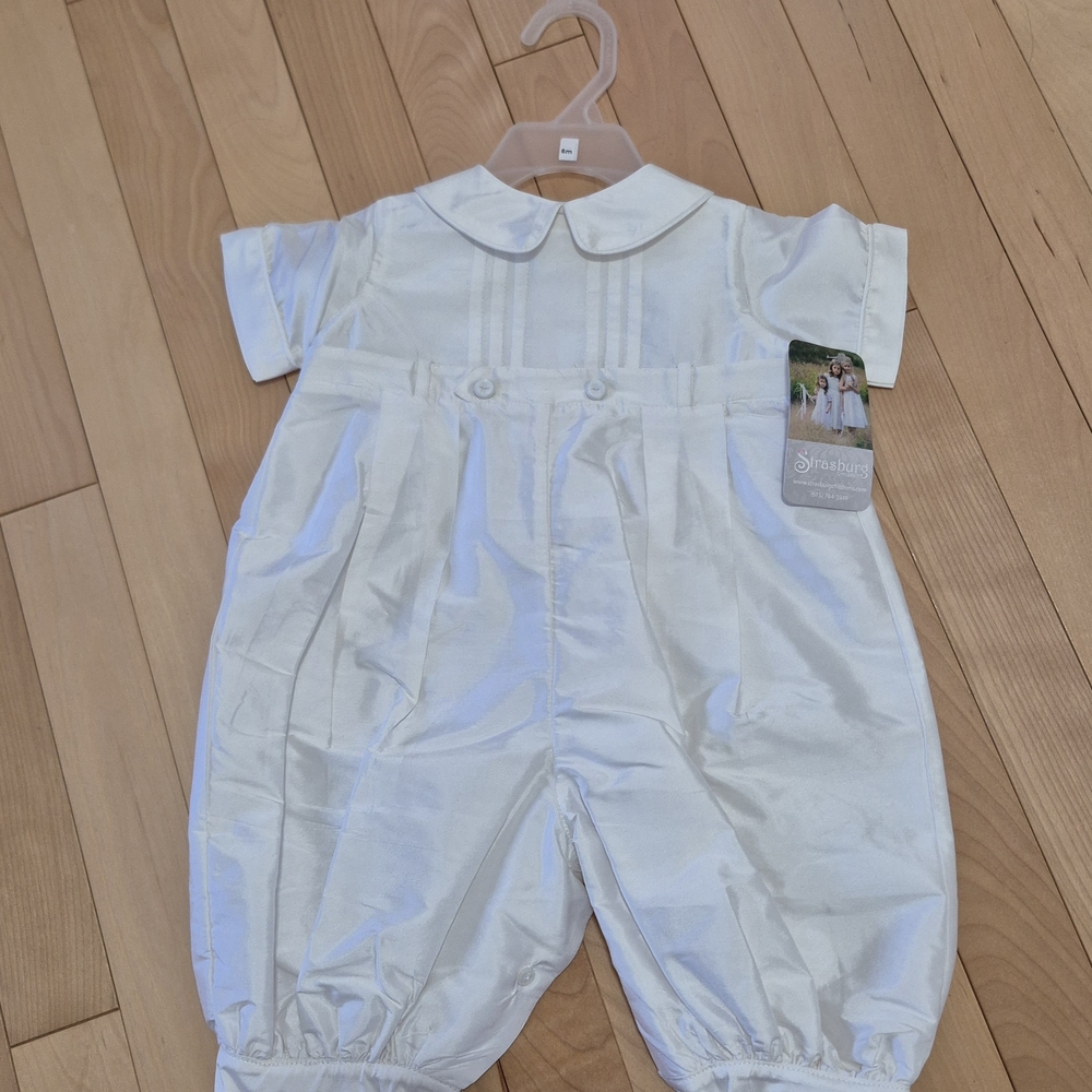 Strasburg White SILK  Romper 6 Months